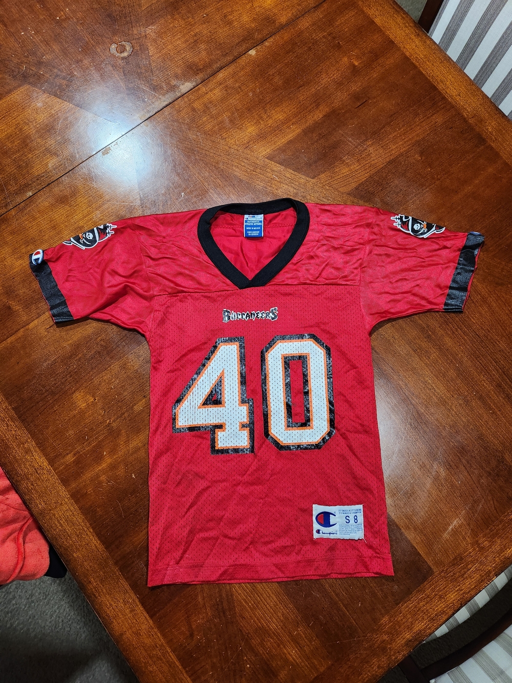 Vintage Champion Red & Black Kids Football Jersey #40 Kids Small (8)